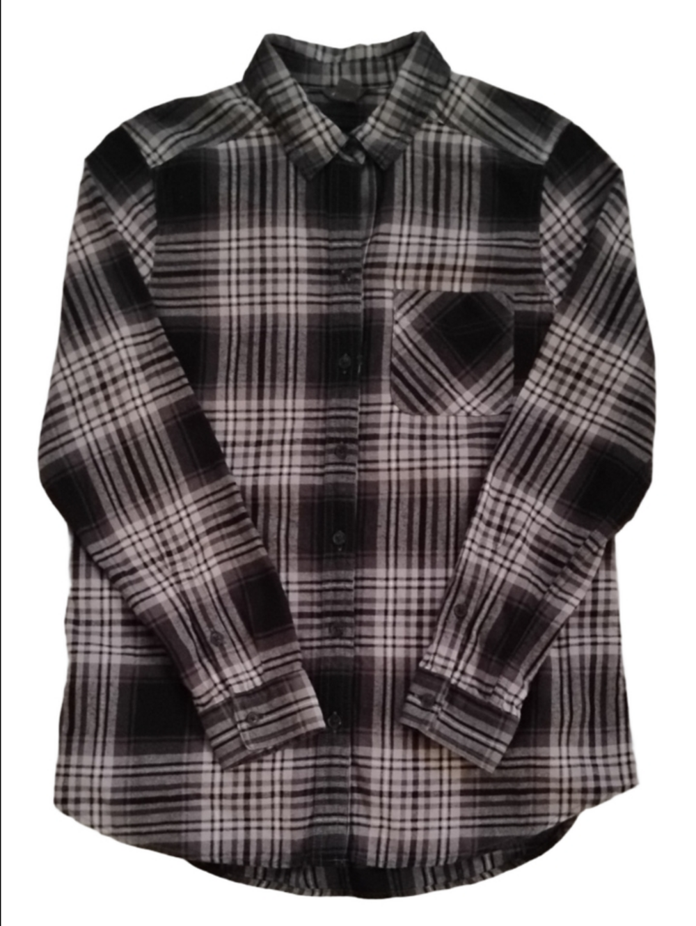 3/$20 Eddie Bauer Black and White Plaid Button-Down Shirt